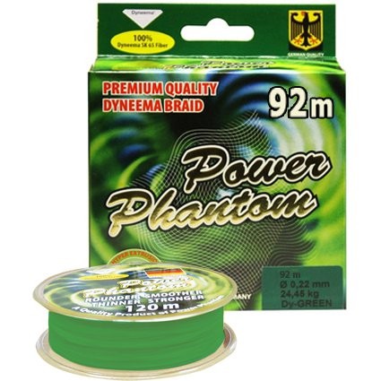 Шнур Power Phantom 4x, 92м, зеленый, 0,22 мм, 24,45 кг
