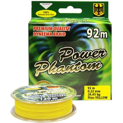 Шнур Power Phantom 4x, 92м, желтый, 0,20 мм, 20,4 кг