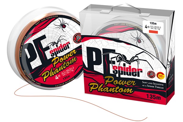 Шнур Power Phantom 8x, PE Spider, 135м, оранжевый #0,8, 0,15 мм, 11,8 кг