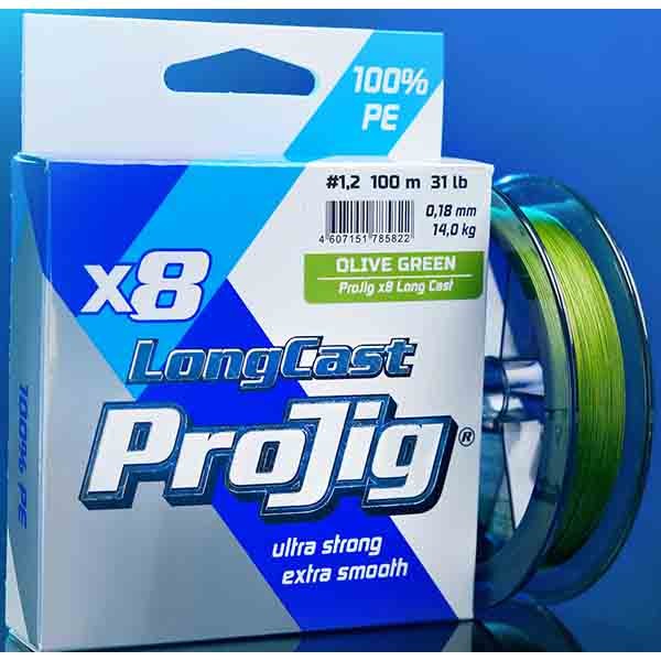 Шнур ProJig Long Cast X8 - 0.18 мм (Olive Green, 100 м)