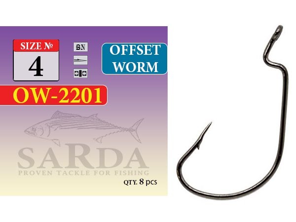 Крючки офсетные Sarda OW-2201 Offset Worm № 4 (8 шт)