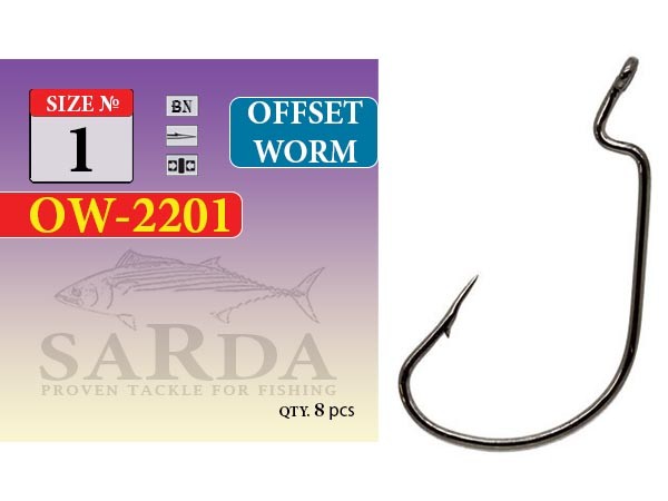 Крючки офсетные Sarda OW-2201 Offset Worm № 1 (7 шт)
