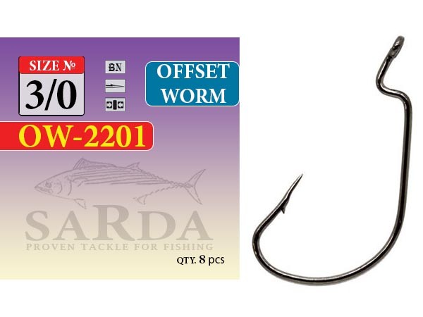 Крючки офсетные Sarda OW-2201 Offset Worm № 3/0 (5 шт)