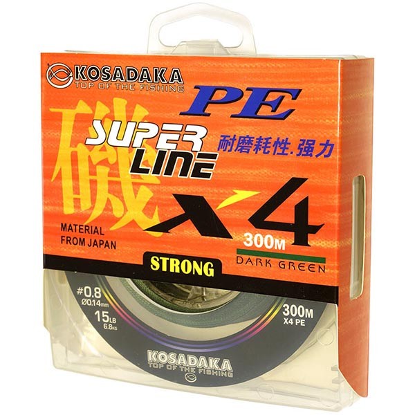 Плетеный шнур Kosadaka Super Line PE X4 - 0.4 (0.10 мм), 150 м (Dark Green)