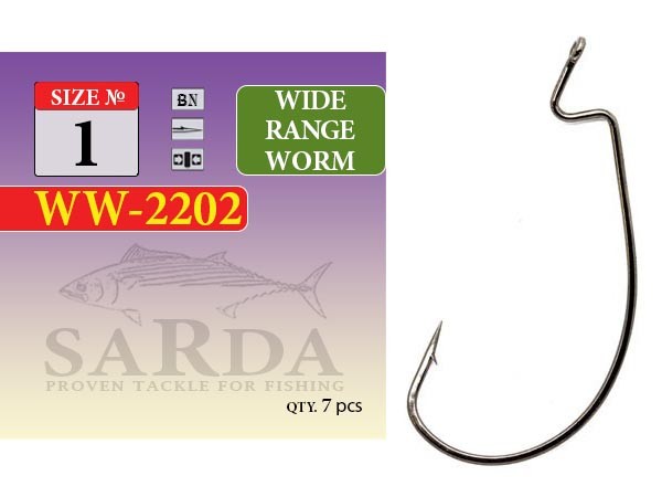 Крючки офсетные Sarda WW-2202 Wide Range Worm № 1 (7 шт)