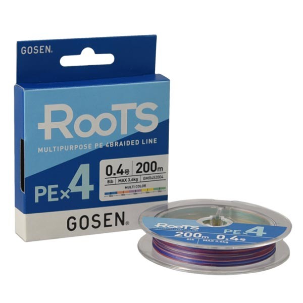 Шнур Gosen Roots PE X4 - 0.104 мм, 200 м (Мультиколор)