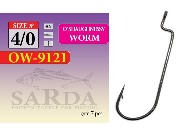 Крючки офсетные Sarda OW-9121 O'Shaughnessy Worm № 4/0 (6 шт)