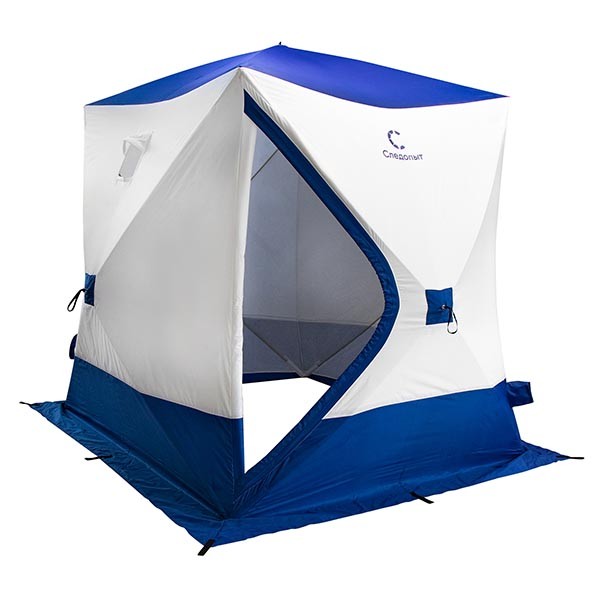 Палатка зимняя куб Следопыт Long (2.15 х 1.8 м, Oxford 210D, 3 слоя, синий / белый)