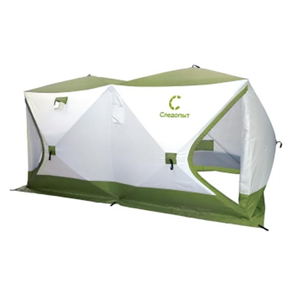 Палатка зимняя куб Следопыт Premium (4.2 х 2.1 м, Oxford 240D, 3 слоя, оливковый / белый)