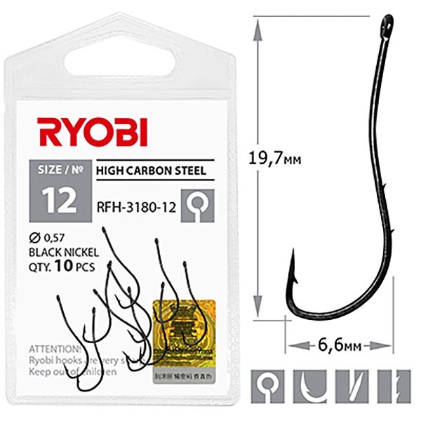 Крючки Ryobi RFH-3180 - № 12 (10 шт)