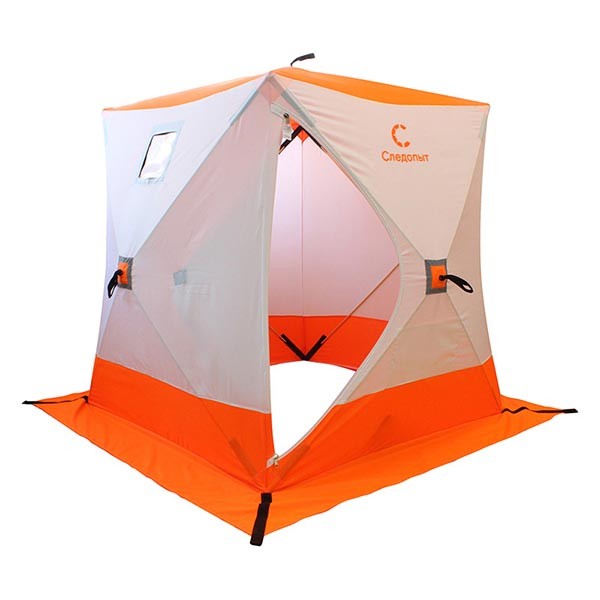 Палатка зимняя куб Следопыт (1.5 х 1.5 м, 1 слой, оранжевый / белый)