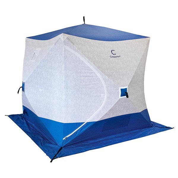 Палатка зимняя куб Следопыт (2.1 х 2.1 м, Oxford 210D, 1 слой, синий / белый с принтом)