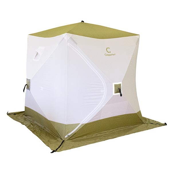 Палатка зимняя куб Следопыт (1.8 х 1.8 м, Oxford 210D, 1 слой, белый / оливковый)