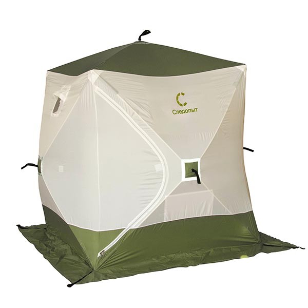 Палатка зимняя куб Следопыт (1.5 х 1.5 м, Oxford 240D, 1 слой, оливковый / белый)